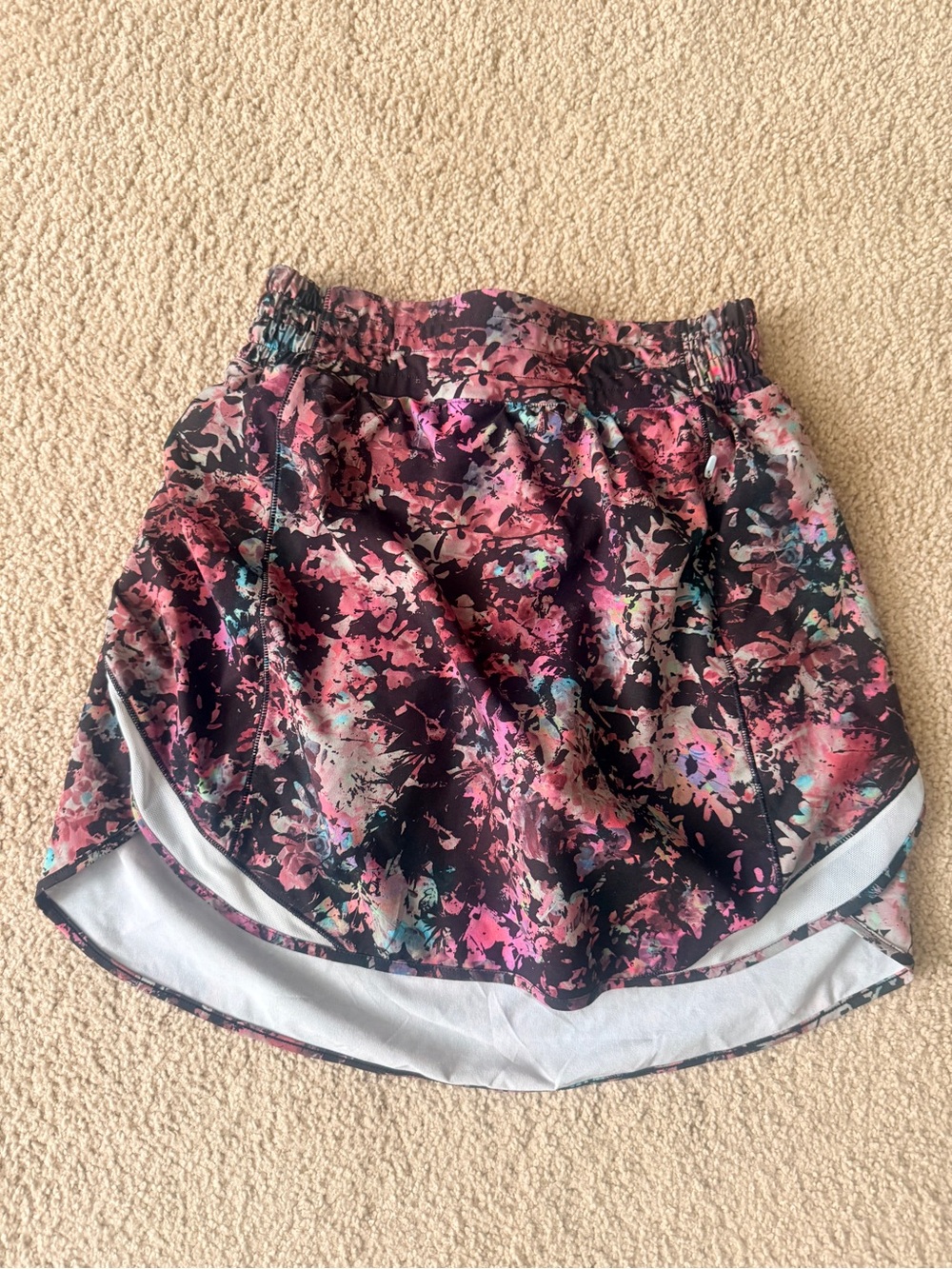 lululemon athletica Black Skirt with Pink & Teal Floral Print
